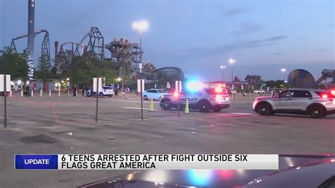 6 teens arrested after fight outside Six Flags Great America